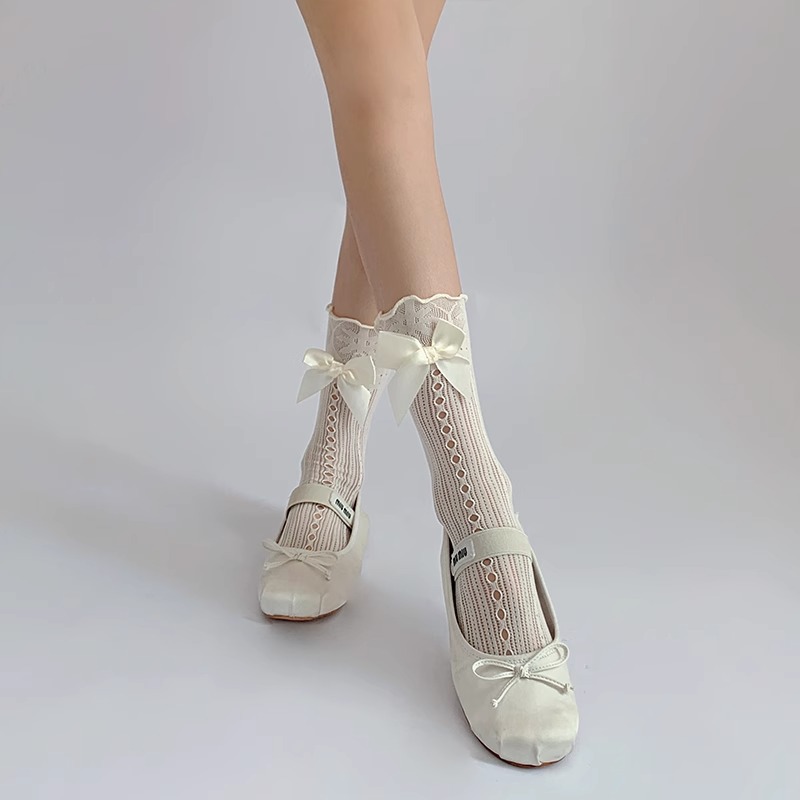 Summer breathable cute socks with bow