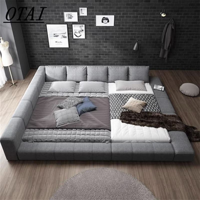 Parent-Child Bed, Tatami Bed, Modern Minimalist Bed for Families with Two Children, Floor Bed, Double Bed for a Family of Four, Master Bedroom King-Size Bed Parent-Child Bed, Tatami Bed, Modern Minimalist Bed for Families with Two Children, Floor Bed, Double Bed for a Family of Four, Master Bedroom King-Size Bed