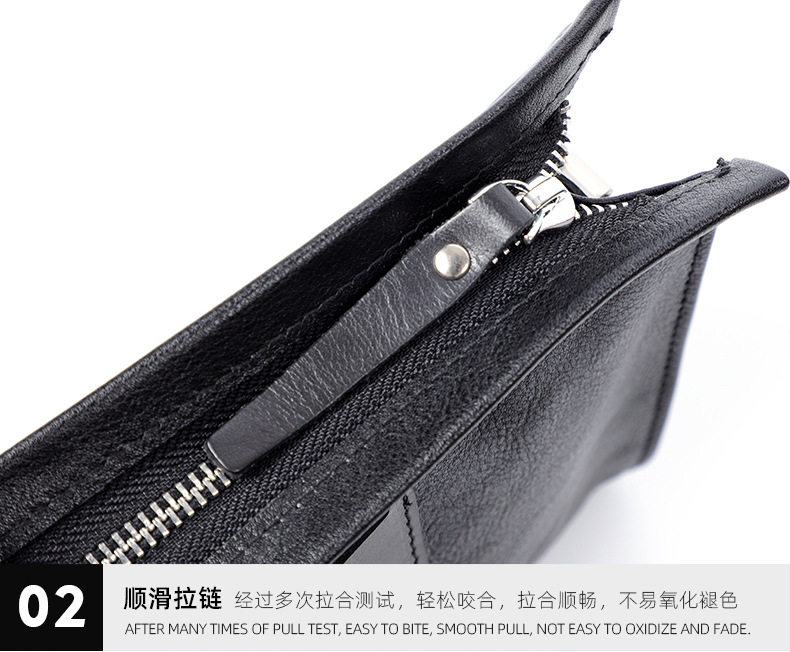 Túi đeo chéo nam đa năng da bò thật 29×11×17 cm, túi đeo vai kiêm túi cầm tay phong bì — Màu đen chi tiết 18
