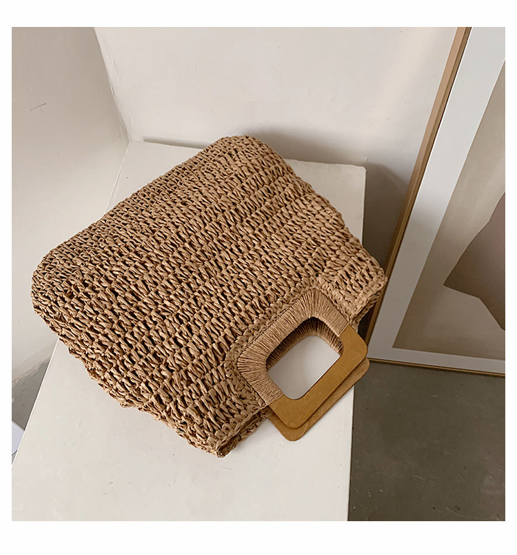 567g Weight Zipper Closure Type Top Handle Strap Type Straw Bag Bags Type Holiday Occasion Straw Material Solid Color Pattern All Seasons Season Women's Gender Vacation Style Oval Shape Khaki, Beige Color Large Size Large Straw Straw Bag Shoulder Bags 14
