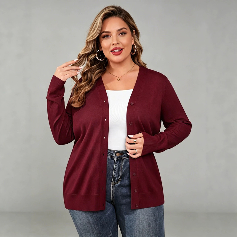 2026 Cross-Border Amazon Spring and Autumn New Long-Sleeve Solid Color Knit Sweater Cardigan Casual Women's Jacket 2026 Cross-Border Amazon Spring and Autumn New Long-Sleeve Solid Color Knit Sweater Cardigan Casual Women's Jacket