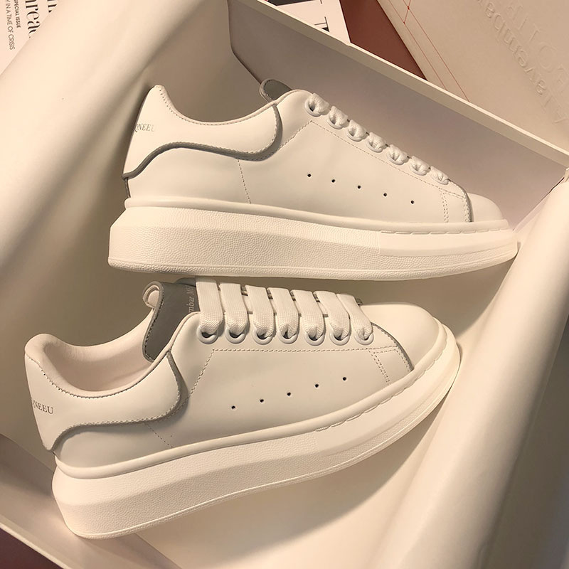 Mcqueen Spring and Autumn White Sneakers for Men and Women 2026 New Thick-Soled Casual Versatile Sports Shoes Couple Height-Increasing Sneakers