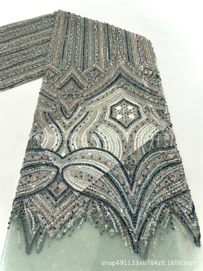 Industria pesada cuatro perlas Gaoding serie de lujo vestido de boda modelo de fiesta cena tela de moda esquinilla bordado tubo de perlas