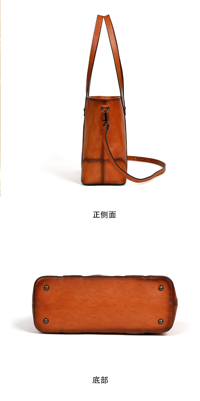 Túi tote nữ da bò cao cấp phong cách retro, dung tích lớn, đeo vai/nách — Màu nâu cổ điển, Màu Cà phê cổ điển, Màu đen cổ điển chi tiết 13