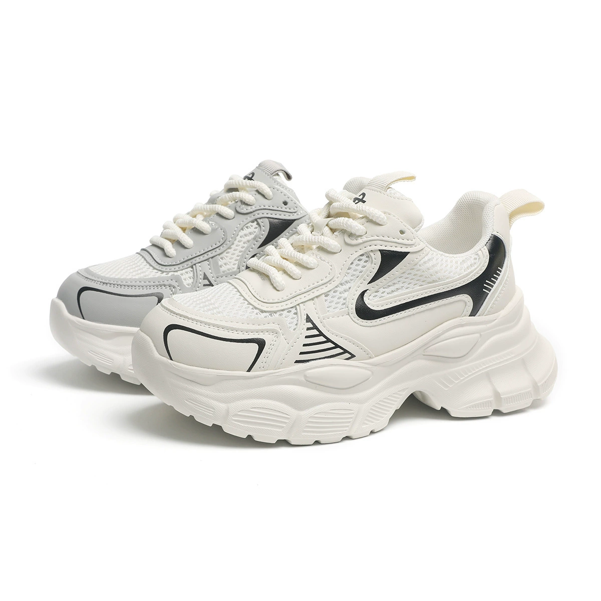 Женские кроссовки из натуральной кожи, на толстой подошве, с сетчатыми вставками, дышащие, повседневные, универсальные спортивные кеды 5211, специальная оптовая цена.