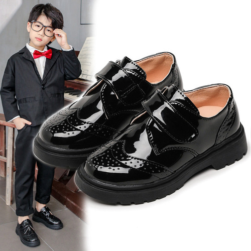 Children's shoes, boys' leather shoes, spring and autumn  new Korean style British black soft bottom primary school students' campus performance shoes