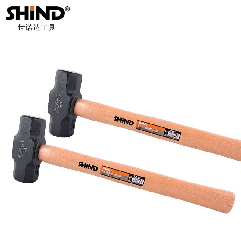 跨境榔头砸墙家用八角锤长柄木柄防震锤子批发大锤汽修电工工具