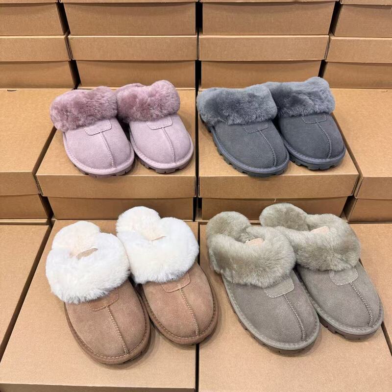 Henan Sangpo Flat-Soled Wool Closed-Toe Slippers New Style Star Slippers Half-Slip Women's Slippers Furry Home Wool Slippers
