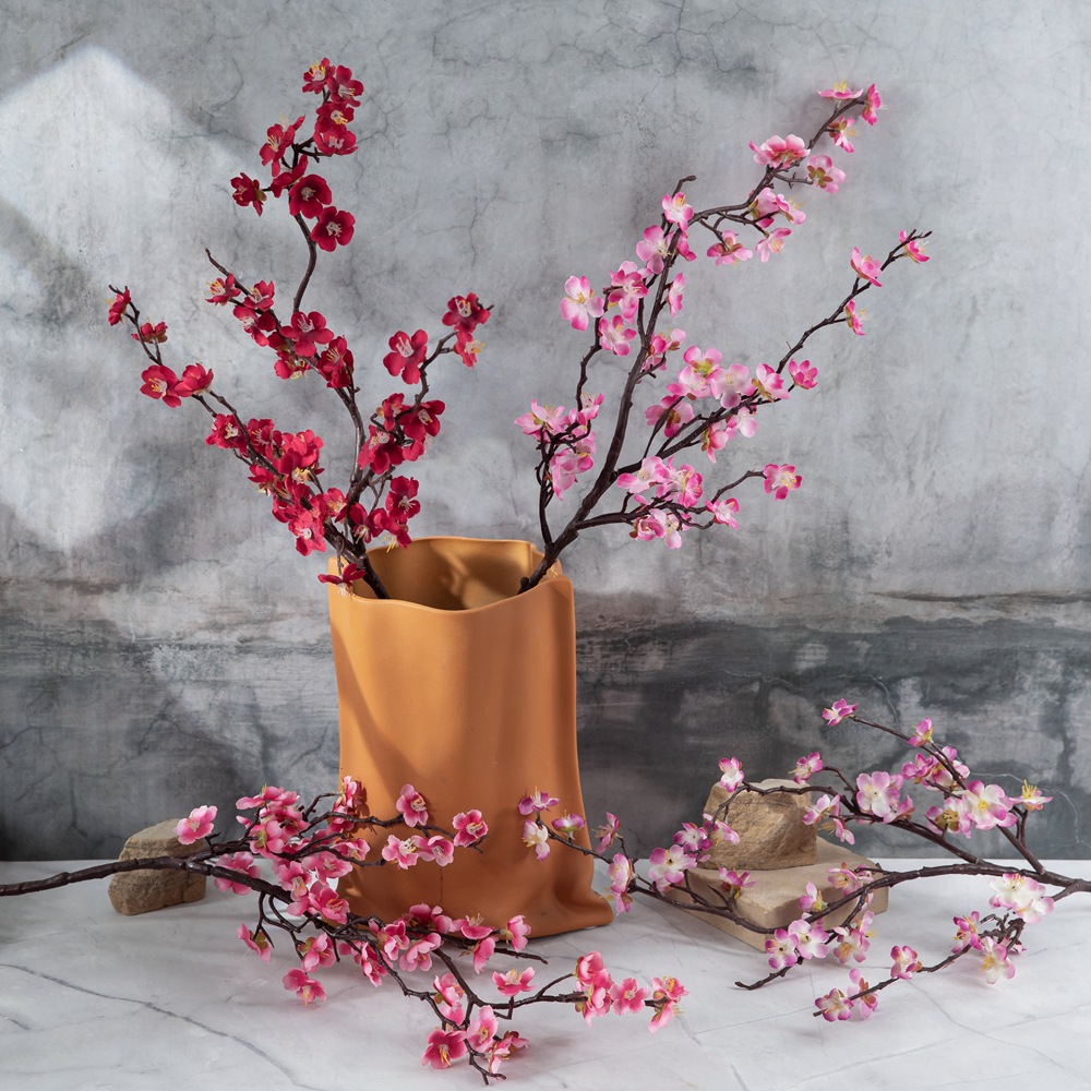 INS傲雪臘梅花仿真花廠家家居裝飾婚慶手捧花玫瑰花牆假花MW38960