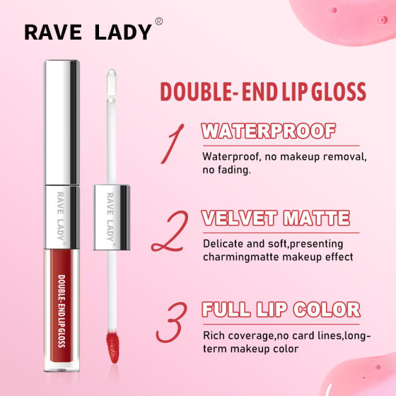 Cross-border Waterlight Double Lip Glaze Lip Honey Lip Gloss Lip Oil Moisturizing Cup Lipstick Raincoat 2-in -1 suit Explosions