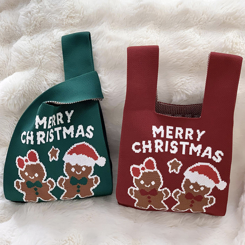 Bolso cuadrado pequeño, bolso de mujer, serie de Navidad, bolso de regalo, bolso de mano de punto, bolso de mensajero de un solo hombro al por mayor