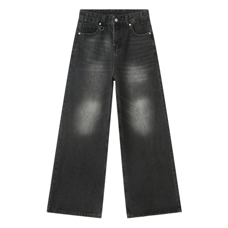 Ropa para hombre MTLCLOTHES | Pantalones vaqueros estilo coreano, rectos, desteñidos, vintage, de pierna ancha, largos hasta el suelo, estilo holgado, a la moda.