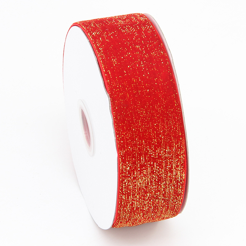 Para cinta de terciopelo de oro transfronterizo estampado 3.8cm regalo de vacaciones regalo caja de regalo embalaje decoración cinta de terciopelo de oro