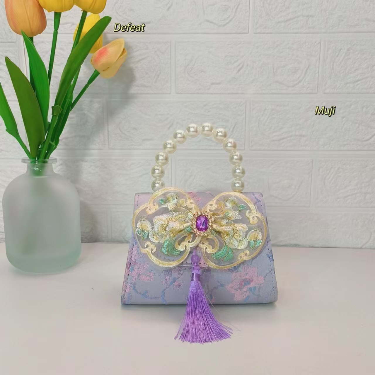 Bolso de perla nuevo estilo chino bolso de niños bolso de cambio para niñas bolso de cadena bolso de arco bolso pequeño
