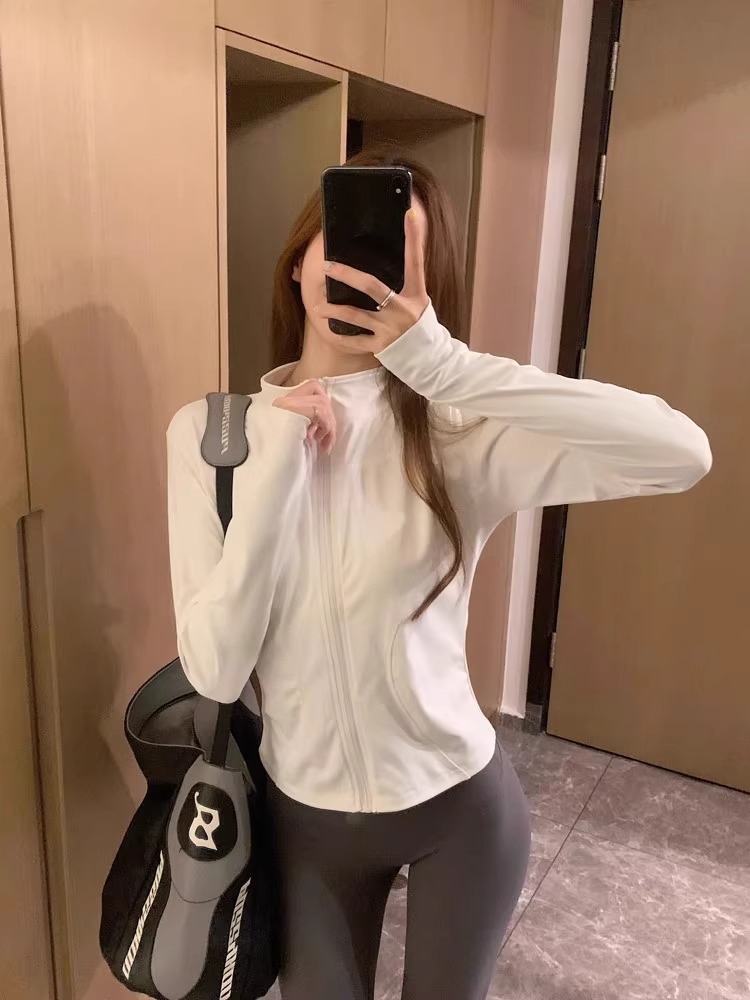 Windproof Slim Yoga Clothes Women's Stand-up Collar Zipper Sports Top Fitness Clothes Women_desvips.com