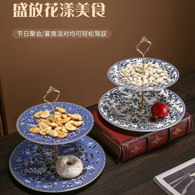 Foreign trade export UK glaze color tableware Johnson Brothers original single double three layer cake plate fruit plate