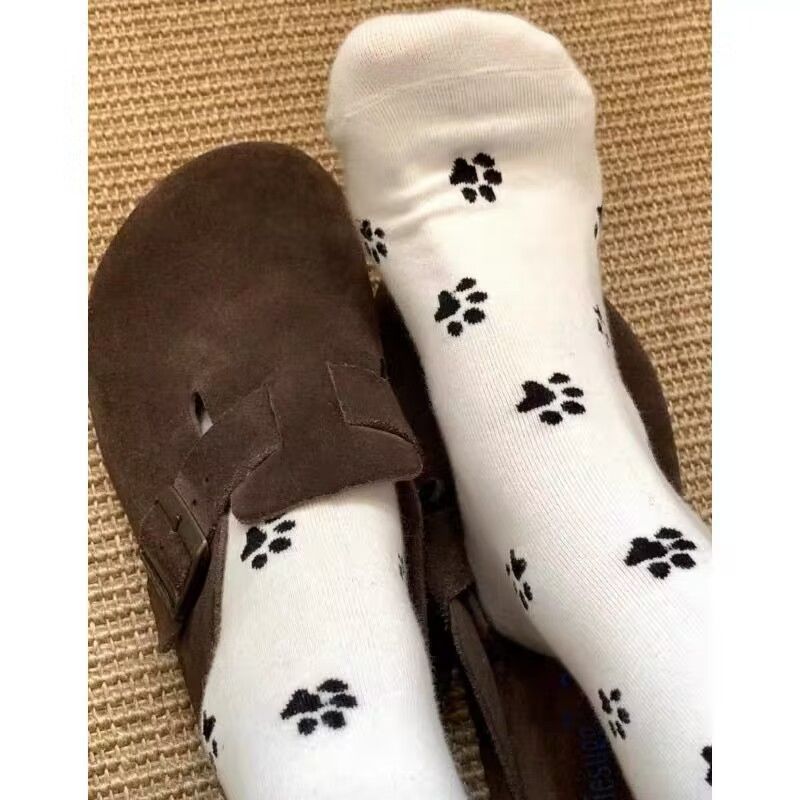 春夏中筒袜卡通薄款袜子女ins潮可爱时尚猫爪图案网红学院风长袜|undefined