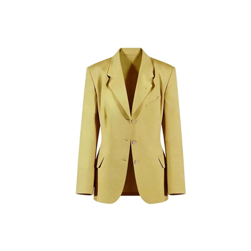 My Mountain and Sea Tan Songyun Style Yellow Suit Jacket for Women, Elegant and Versatile for Work, with a High-End Feel and a Fitted Waist