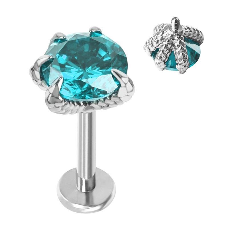Zesen F136 Titanium Alloy Dragon Claw Dragon Scale Zircon Lip Labret Stud Tongue Nail Ear Bone Piercing Jewelry detail image 8