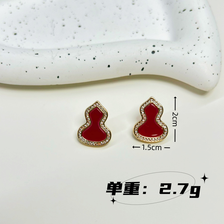 Fashionable elegant red agate stone inlay with zircon