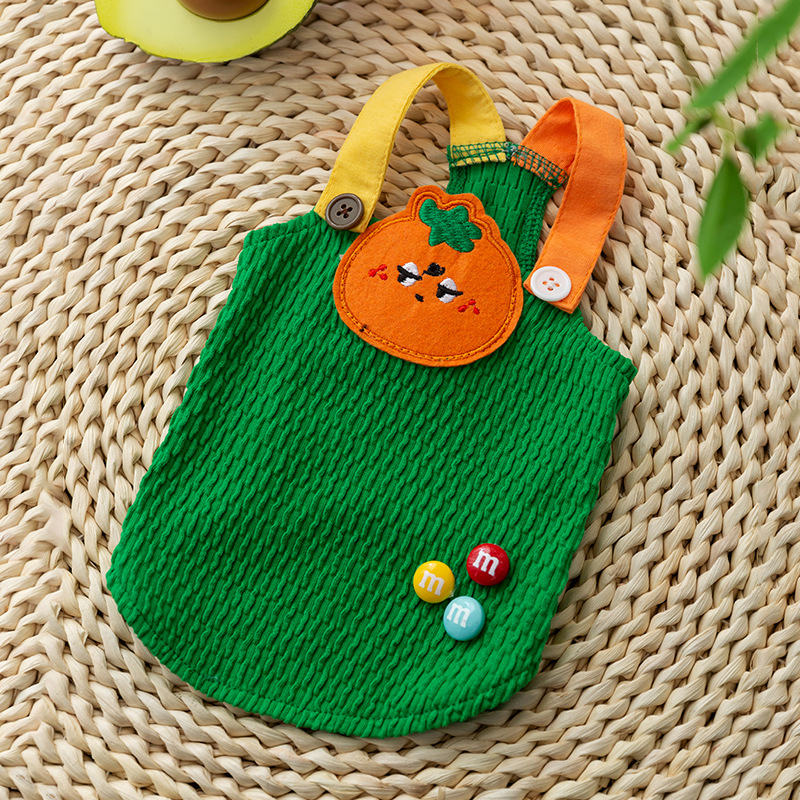 Serie de parches de frutas simples de color sólido tirantes perro pequeño bichon chaleco de peluche perro mascota de verano ropa para perros