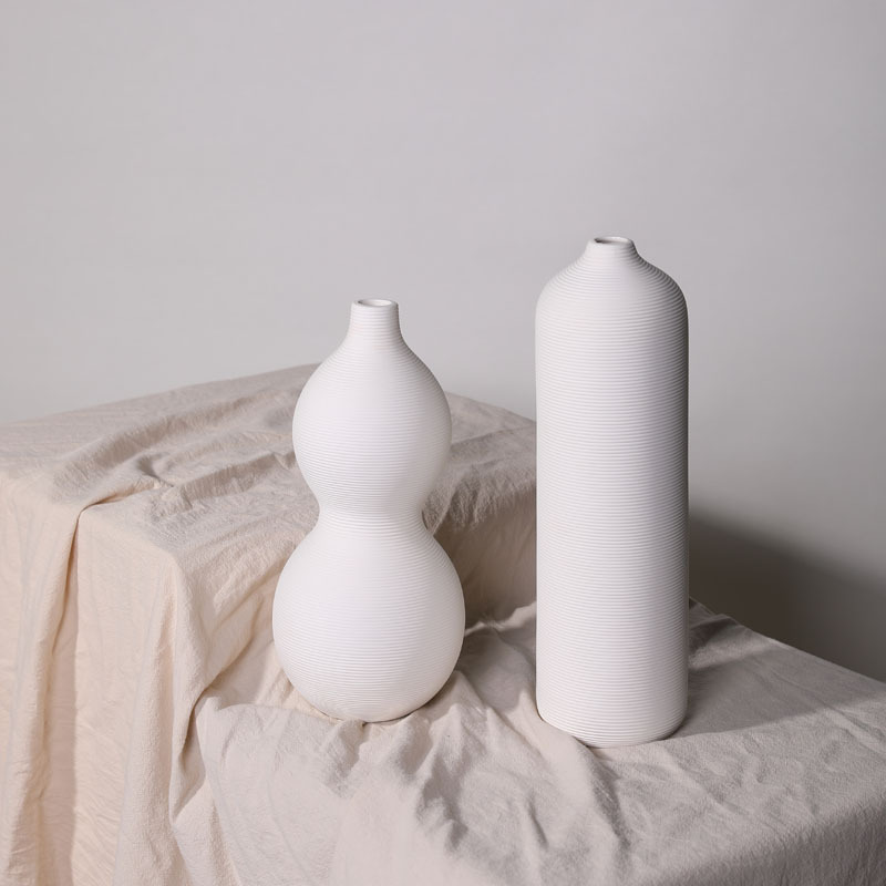 Nórdico simple blanco florero de cerámica salón comedor pasillo arreglo floral hogar creativo decoración suave adornos