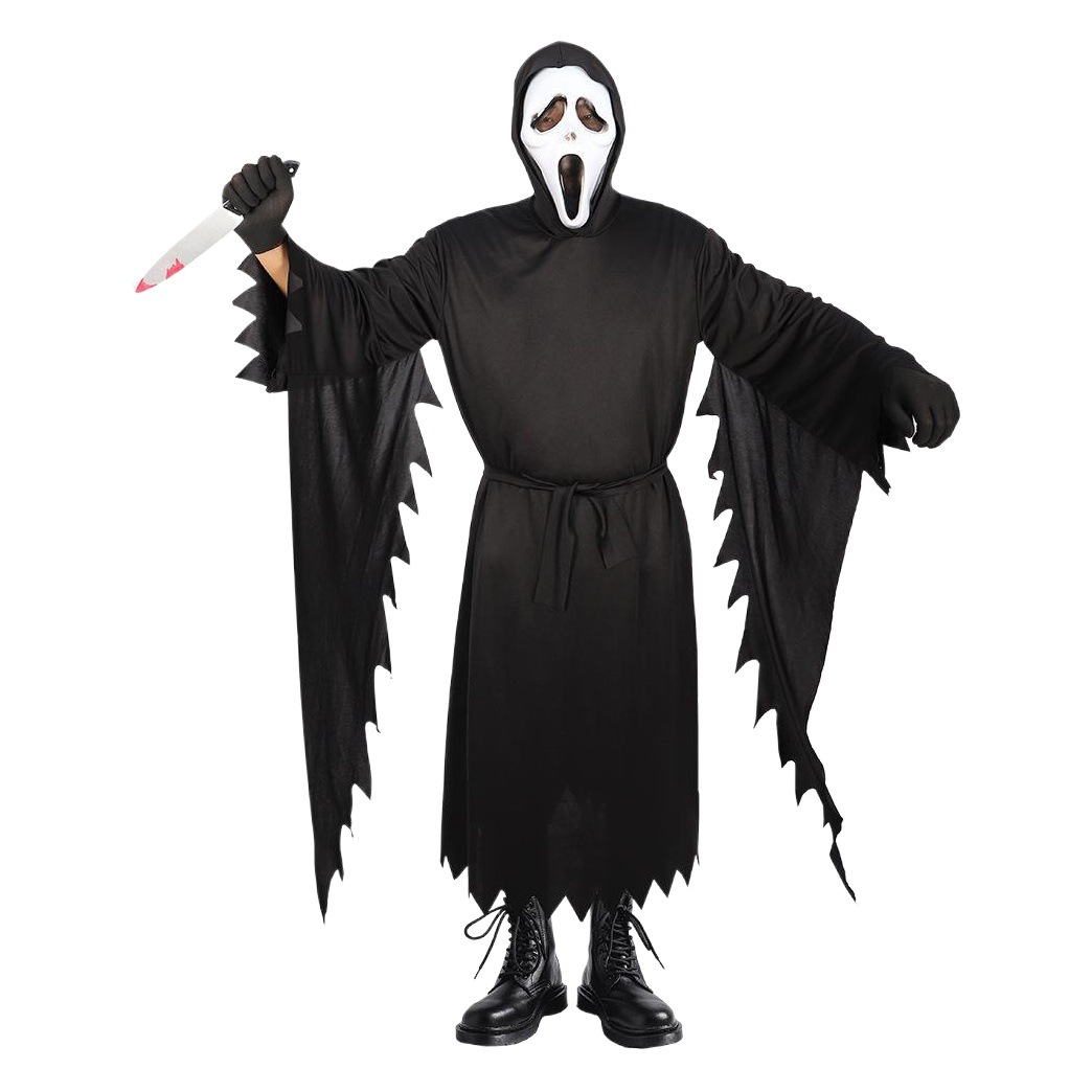 Disfraz de Scream 5, cosplay de terror, capa de Halloween, réplica de la película, disfraz de Grim Reaper, estilo de terror
