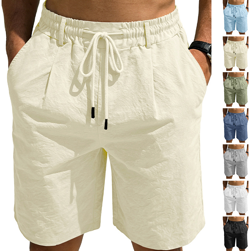 Transfronterizo Amazonwish comercio exterior hombre nuevo suelto lino pull-out pantalones deportivos casuales de color puro