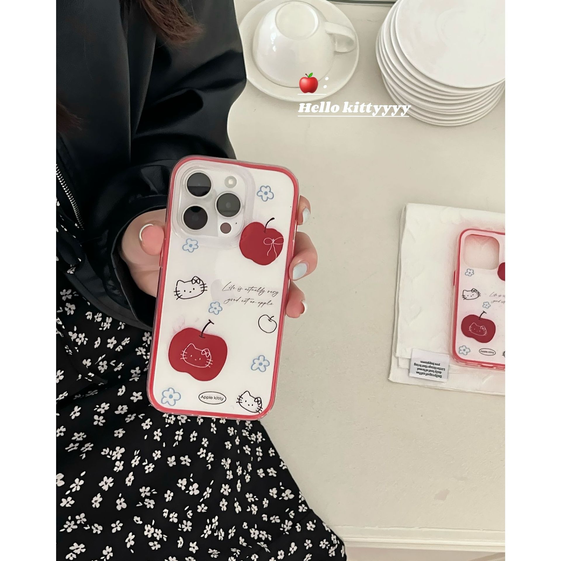 Rayas de dibujos animados coreanos Apple KT cat para Apple 16ProMax funda para teléfono móvil 15/14 dos en uno 15Pro mujer