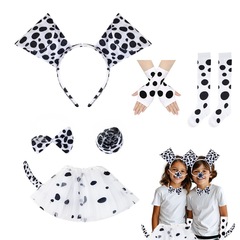 萬聖節動物發箍斑點狗耳朵毛絨發窟舞會派對演出道具小狗頸帶頭飾