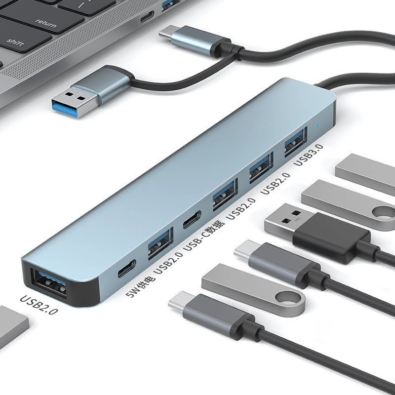 USB3.0 Expansor de doble cabeza Hub de alta velocidad 7 puerto Dock divisor multifunción PC Dock image 8
