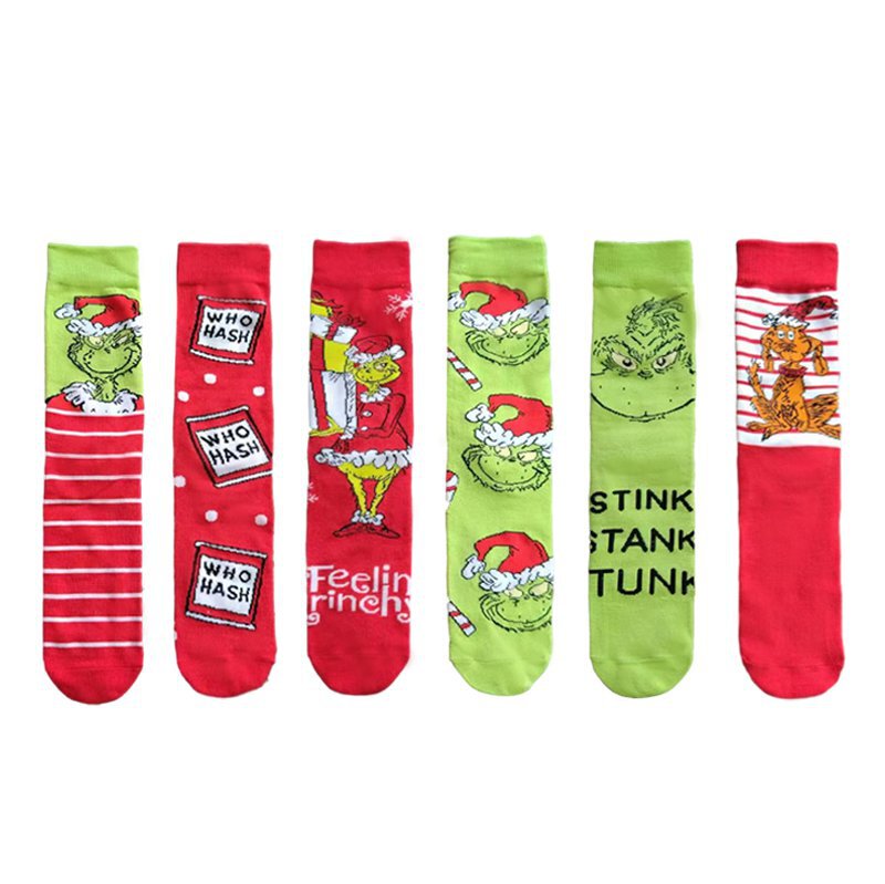 Holiday Four Seasons Women's Trendy Socks Men's Socks Christmas Monster Gift Men's Cotton Mid-Calf Socks