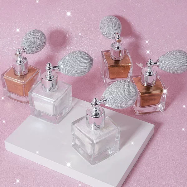 Cross-Border In-Stock Square Bottle Glass Glitter Spray Without Logo, Shiny Pearlescent Glitter Spray, Sparkling Glitter Highlighter