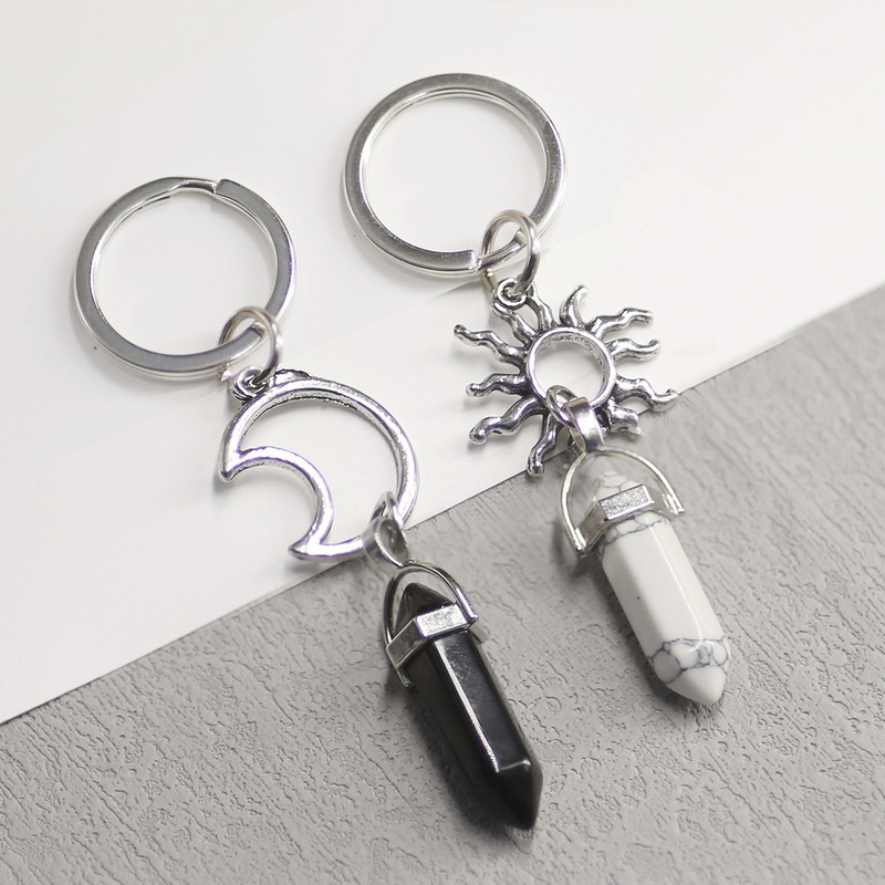 Europe and the United States cross-border new sun moon stone pendant key chain couple creative key chain pendant