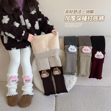女童保暖打底裤秋冬外穿拼接袜套儿童加绒加厚假拼接布偶堆堆袜裤