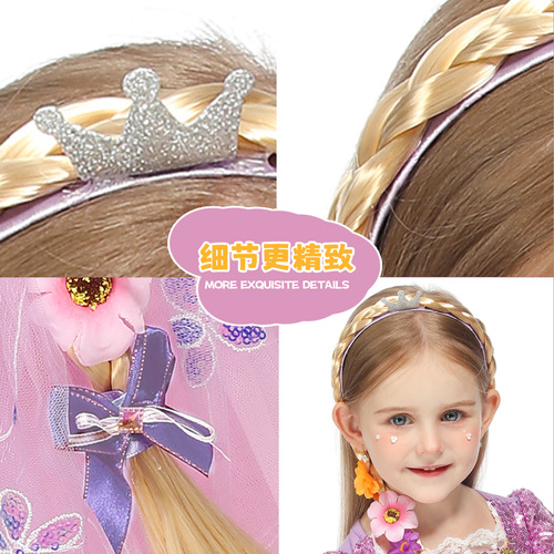 Elsa from Frozen Princess Braided Hair Accessory, Children's Crown with Floral Braids, Long Hair Princess Hairband Braided Skirt Accessory