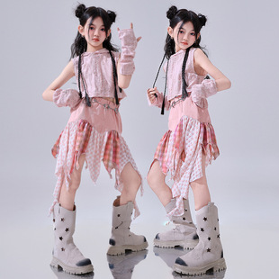 Girls Jazz Dance Costume Pink Fashion Fashion Dance Children's Show Fashion Clothing Jazz Children's 61 Costume