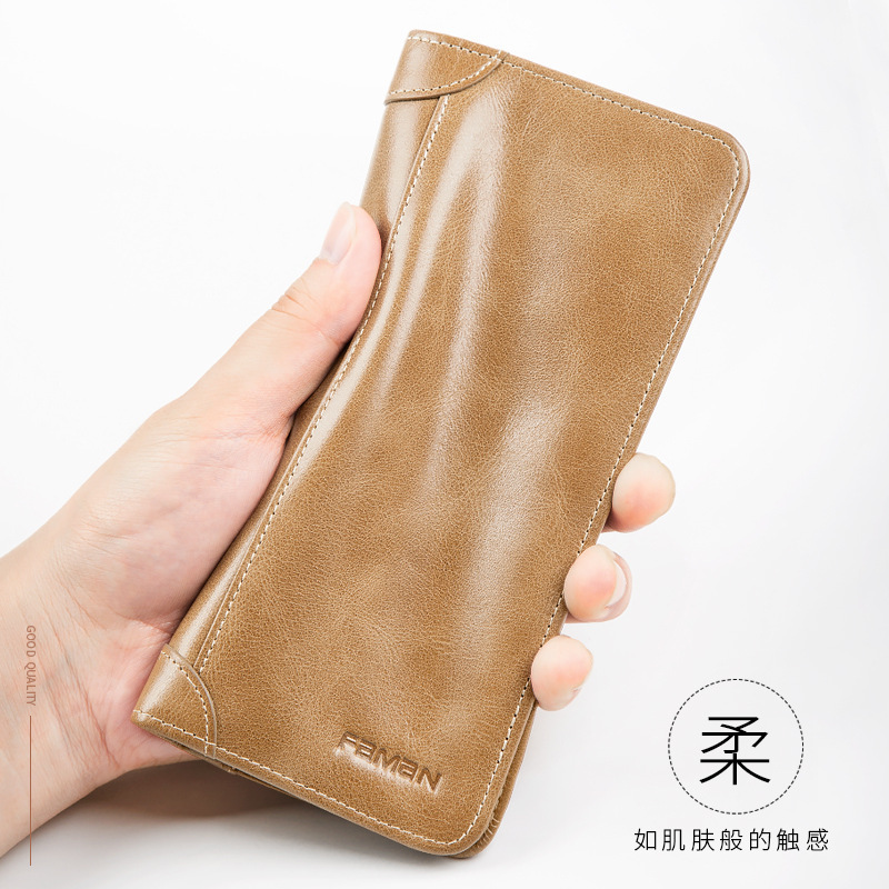 2022 nuevo tipo de cartera de cuero para hombres larga super delgada de gran capacidad de cuero suave cartera de tarjetas de moda en una cartera coreana