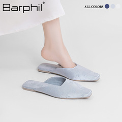 Barphil屋内ホームスリッパ2025春夏新しいファッションレディース外着滑り止め刺繍ミュラー女性靴