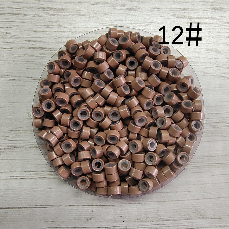 Clips de extensión de cabello sin costuras transfronterizos, anillos de extensión de cabello de silicona acampanados, clips de extensión de cabello con alambre dorado láser, anillos de extensión de cabello sin costuras.