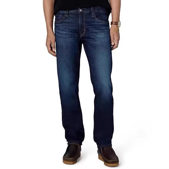 Men's Slim Fit Workwear Jeans, Straight-Leg Streetwear Denim Cargo Pants with Flap Pockets