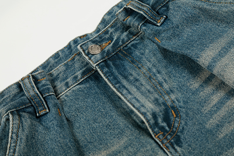 Vintage American Style High Waist Relaxed Fit Cat Whisker Distressed Jeans Comfortable Cotton Denim Pants for Men And Women_mkmklike.com
