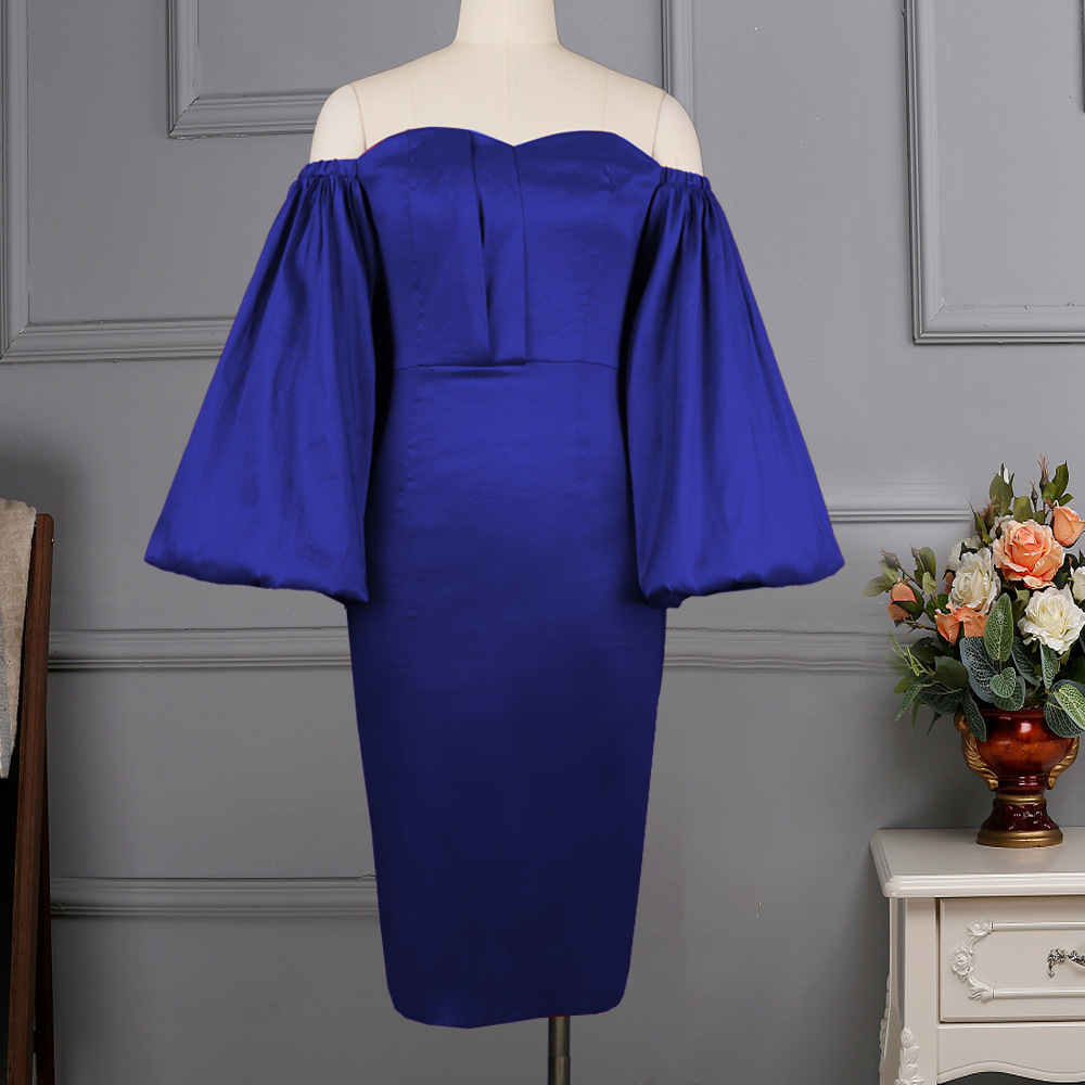 Dammekleeder Héich Taille Plus Size schlank Partykleed Plus Size Dammekleed mat Tube-Top an Off-Shoulder-Lanternärm_voghion.com