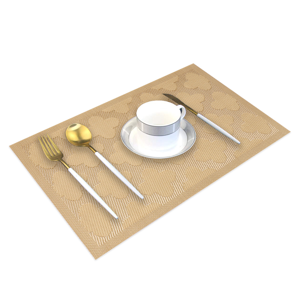 Nuevo cojín de mesa de cuatro hojas Teslin pvc cojín de mesa ligero lujoso estilo jacquard impermeable aislamiento térmico cojín de taza lavable