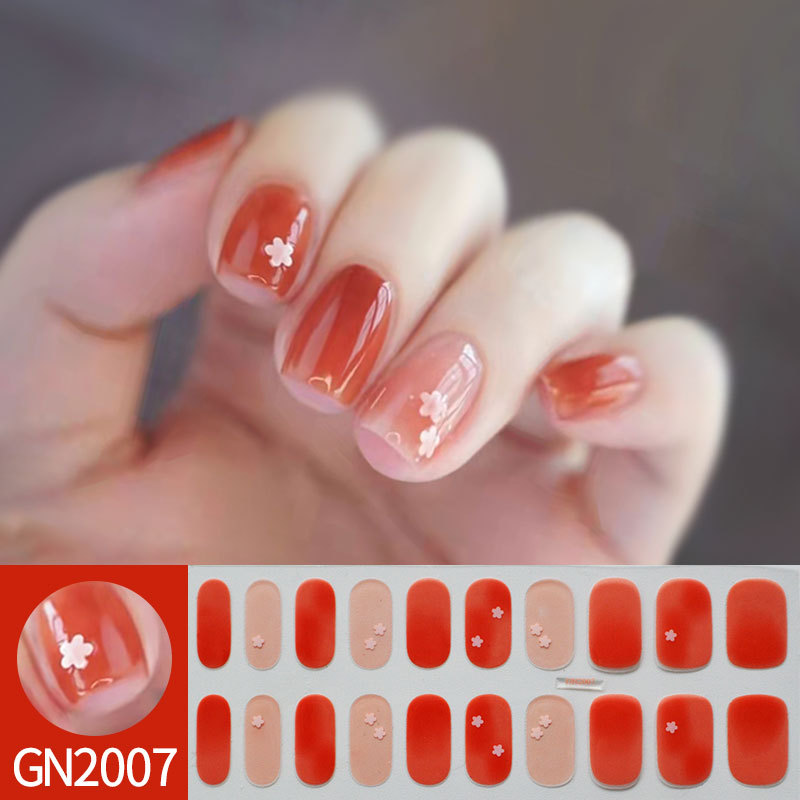 Ou Nai 20 refers to baking-free gel nail stickers Little Red Riding Book with simple grid line nail stickers a generation of hair
