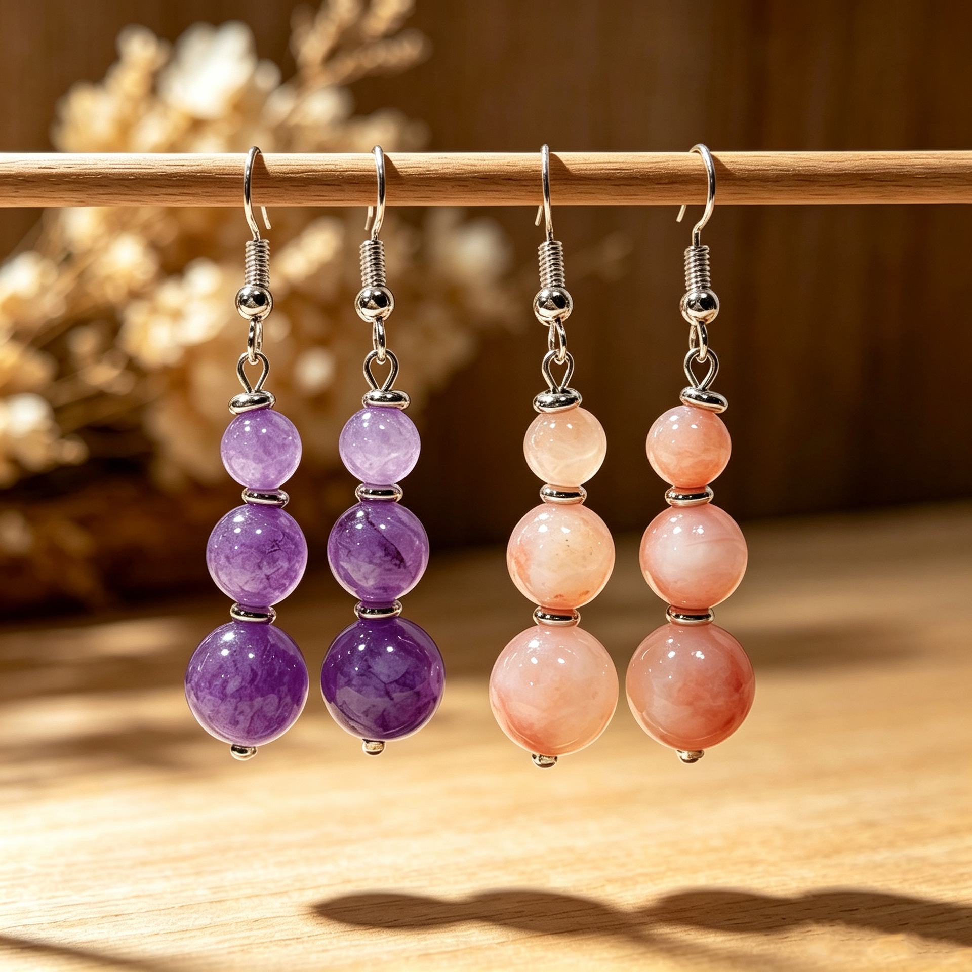 Cross-border Amazon best-selling earrings, long handmade jade earrings, Bohemian multi-color bead earrings wholesale
