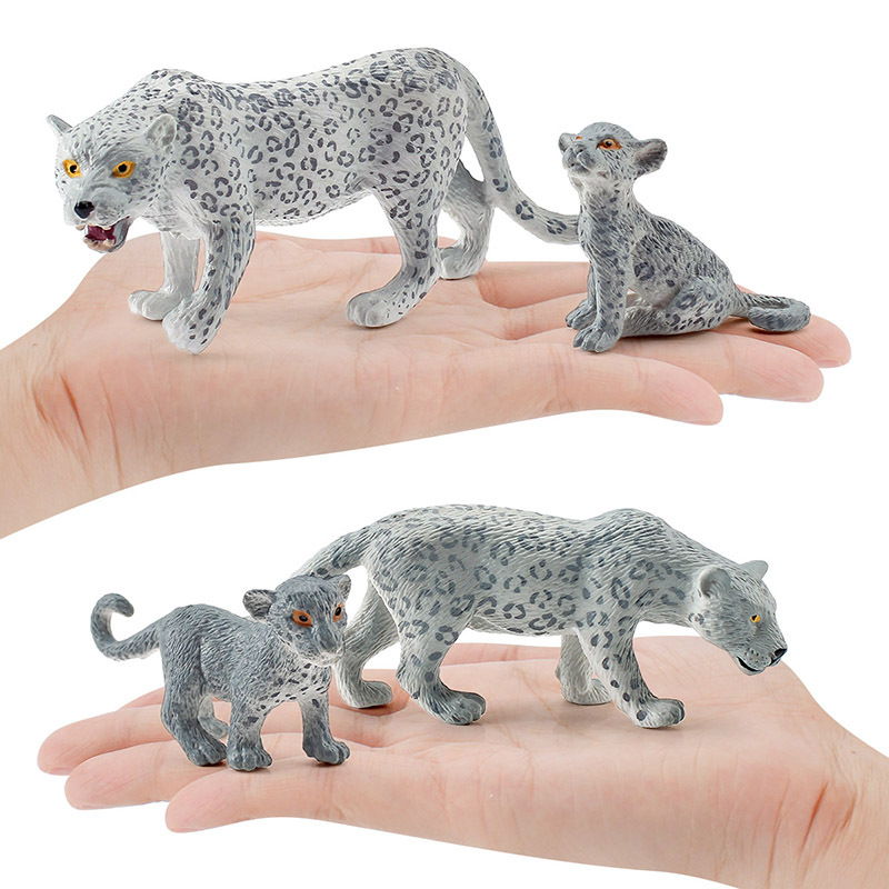 Simulación transfronteriza bosque animal leopardo modelo de leopardo grande y pequeño juguete de decoración de escritorio estática cognitiva