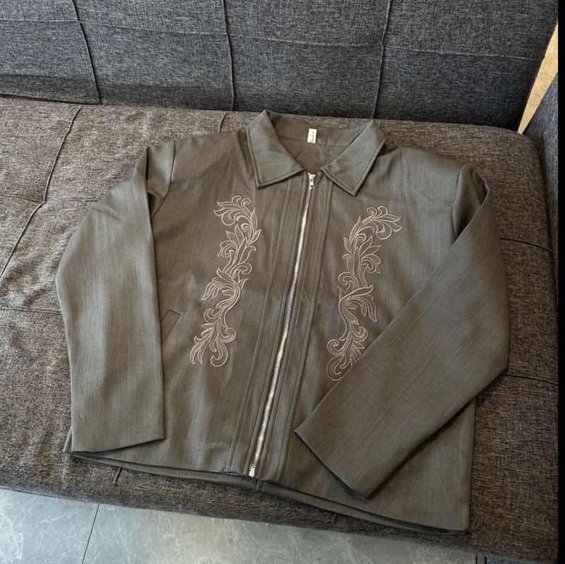 アメリカ重工刺繍コート男性タイプ春秋潮牌cleanfit小大衆デザイン感ショートタイプ襟折りジャケット|undefined
