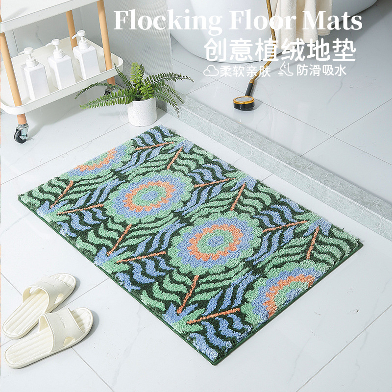 Cross-border hot-selling flocking floor mat carpet door mat bathroom absorbent non-slip Mat Dry foot mat foot mat