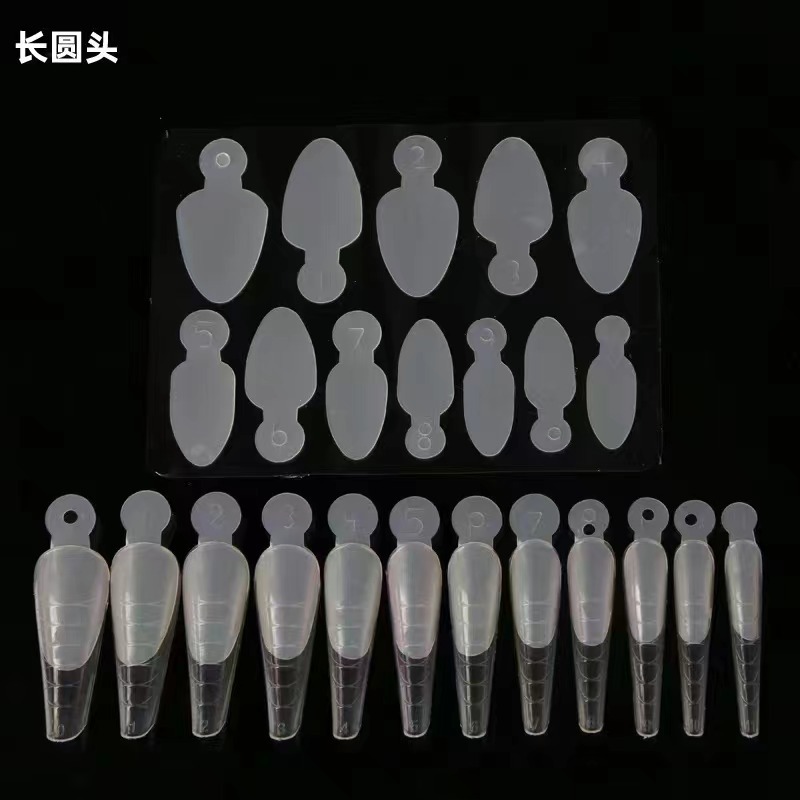 Molde de película de uñas de cristal de uñas popular transfronteriza sin pegamento de extensión de soporte de papel 12 piezas de molde de uñas pegatinas francesas no tallado de silicona de molienda